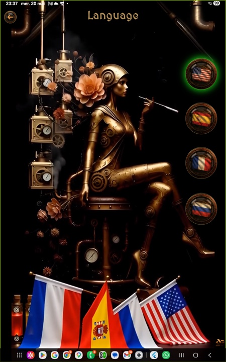 Language screen mobile